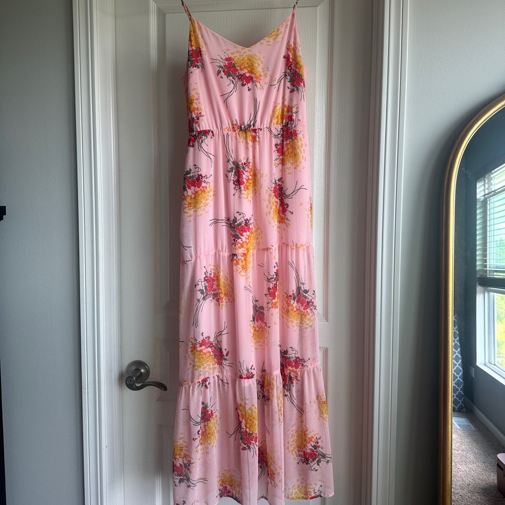 J Crew Pink floral maxi dress size 10